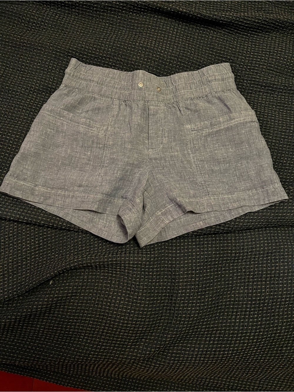 Athleta Cabo 100% Linen Chambray Blue Cabo Linen Drawstring Shorts - Picture 2 of 8